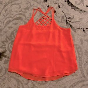 Bright coral lace tank
